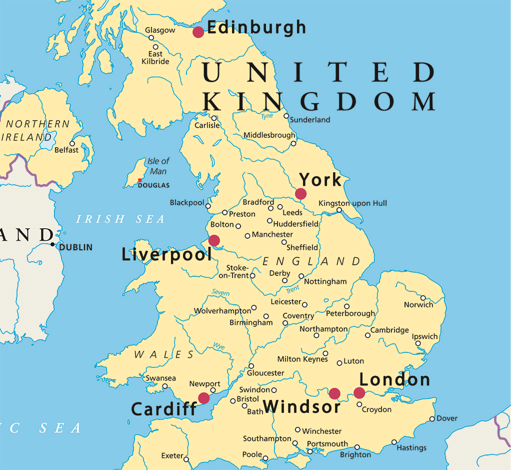 Kaart Engeland Wales - kaart