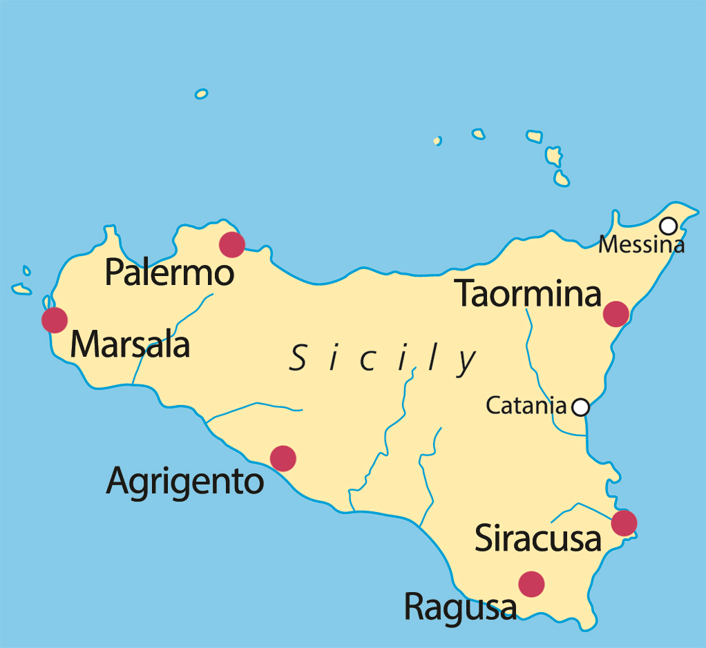 Map Of Sicily With Major Cities Places - vrogue.co